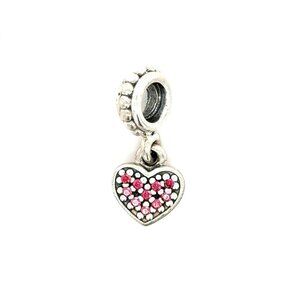 Pandora Pave Red Cz Heart Dangle Charm